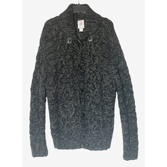 Diesel Tricot Co Green Black Wool Acrylic Leather Button Cardigan Sweater Sz XXL - Picture 1 of 10